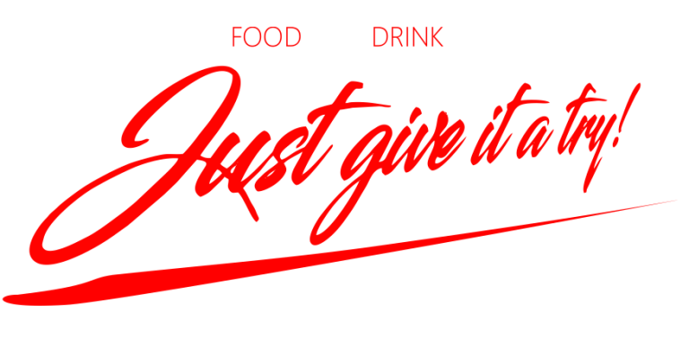 The good food and drink company, just give it a try! Text in roter Schrift: "Food Drink Just give it a try!"